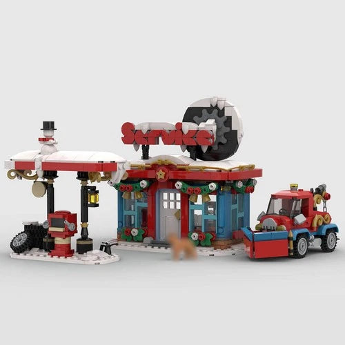 MOC-157054 Christmas Winter Little Winter Service Station Blocks Set (1227PCS)