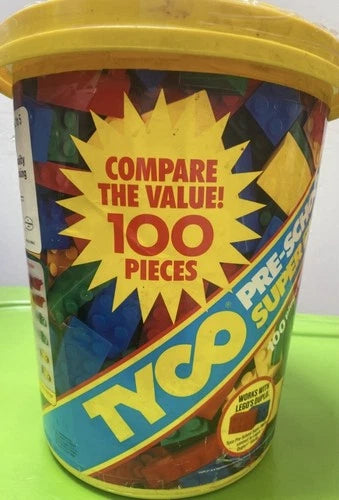 TYCO Pre-School Super Blocks 100-Piece Interlocking Blocks Set Bucket/Tub