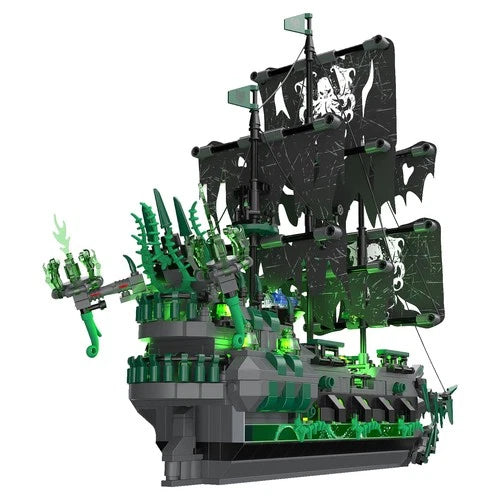 Pirate Ship Model Building Blocks Kits with Lights, Ghost Ship Flying Dutchman