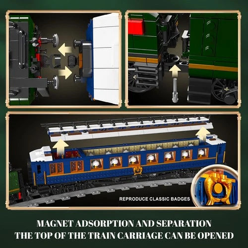 Mould King 12025 Orient Express Steam Locomotive Train Building Block LED Toy