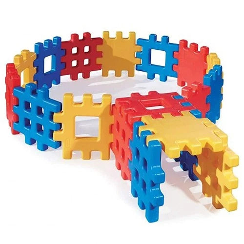 18-Piece Big Waffle Block Set - Colorful Building Toys for Kids, Blue/Red/Yellow