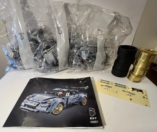 Porsche 911 RSR 1:10 Building Blocks Kit V5001 KBOX DIY Model Over 2100 Pieces