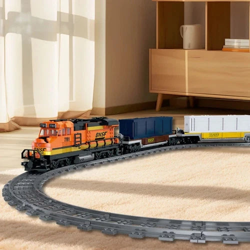 Burlington Train Building Blocks Set Freight Cargo Train with Motor Toys Gift