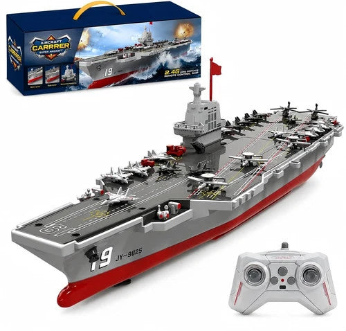 RC Boat with Water Spray, 16" Warship Battleship Aircraft Carrier with 2 Recharg