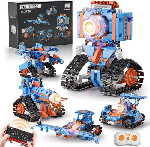 5in1 Robot Building Kits for Kids 6-12, APP & Remote Control STEM Robot Building