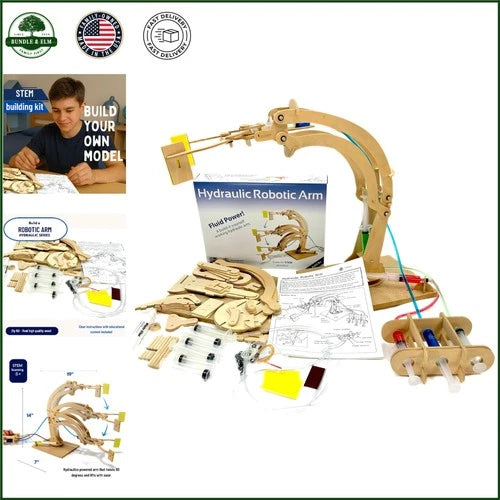 Hydraulic Robotic Arm STEM Kit for Kids, Educational Engineering Project 8-12