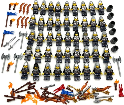 Lego 45 New Castle Knight Minifigures Medieval Men Swords Army with Weapons