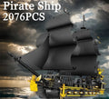 2076PCS Black Pearl Pirate Ship Sailboat Ornament Building Blocks Model toy gift