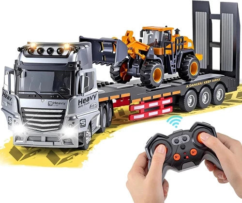 9 Channel RC Semi Truck Metal Cab, 2.4Ghz Remote Control Truck and Trailer with