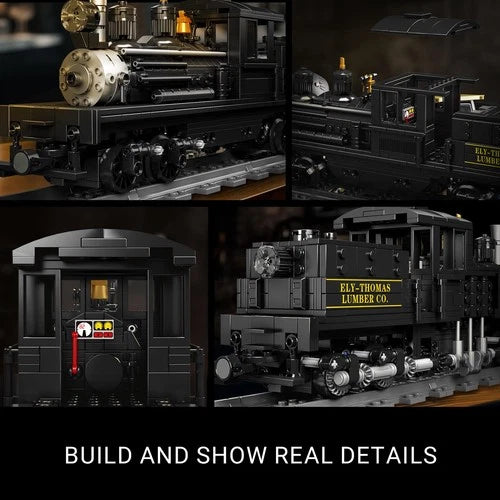 Mould King Shay-Type Steam Locomotive Building Set with LED Lighting, Remote/App