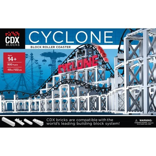 Cyclone - 900+ Pieces, Building Brick Set, Gravity Powered Roller Coaster Model