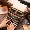 ROKR Vintage Typewriter Model Kit to Build 3D Wooden Puzzles Adults Gifts Black