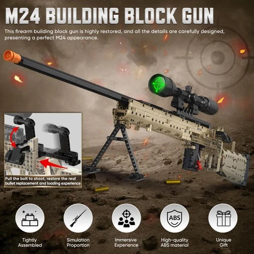 Building Blocks Gun Model Toys for Adults, 1388 Pcs 1:1 M24 Building Set Guns...