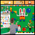 Customizable Building Block Wall Set, 470+ PCS Bricks & 8 Adhesive Baseplates, G