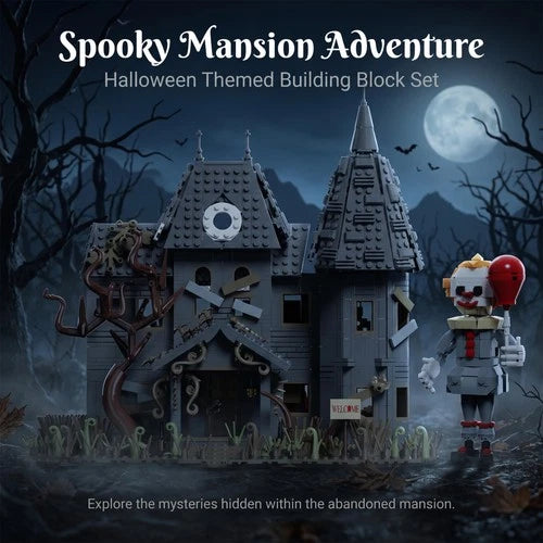 Horror Haunted House Building Set for Adult with Clown Figure Toy