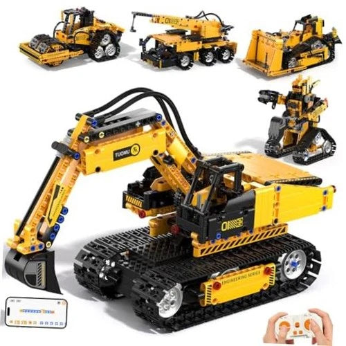 5 in 1 Building Toys STEM Robotics Kit for Kids 6-14, Remote & APP Excavator-1