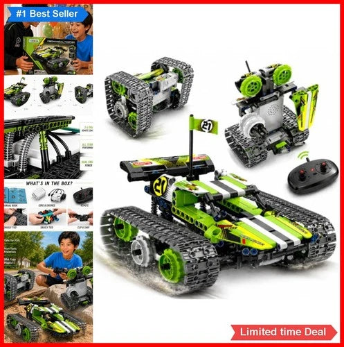 Remote Control Robot Building Kit 3 in 1 STEM Toy for Boys Age 8 12 RC Car Tank