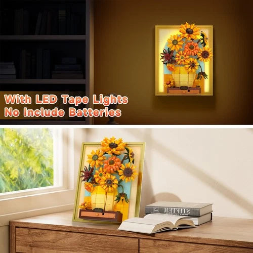 Van Gogh Sunflowers Building Blocks Set with Light, Sunflower Botanical Wall ...