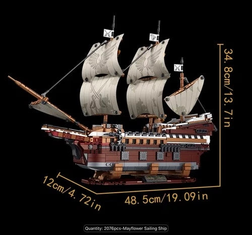 TYCOLE Mayflower Pirate Ship Building Set with LED Lights 2076 Pcs Model T2147