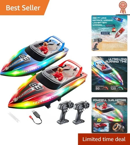 Dual Pack HJ821 10-Inch Remote Control Boats - Fast 15 KPH Waterproof Adventure