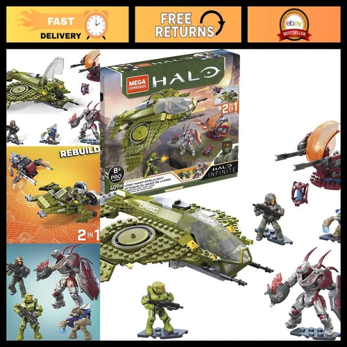 UNSC Wasp Onslaught Aircraft Building Set - 406 Pieces, 4 Action Figures, Collec