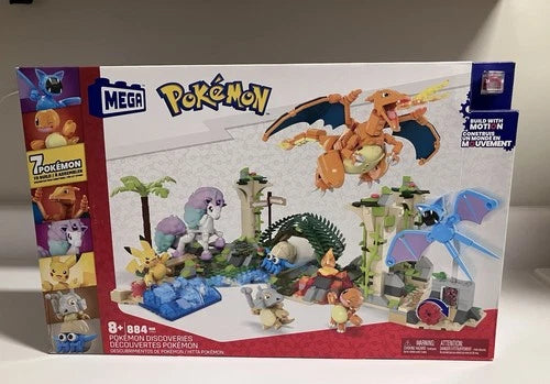 New Large MEGA Pokemon Discoveries Building 7 Figures Set 884 Pieces Charizard
