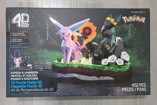 POKEMON 4D PUZZLE 452 Pieces Espeon & Umbreon 3D Puzzle Model Kit, Cardboard NEW