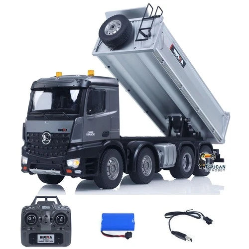 US Stock HUINA 1/14 RC Dump Truck RTR Tipper RTR 12CH Light Sound Effect Battery