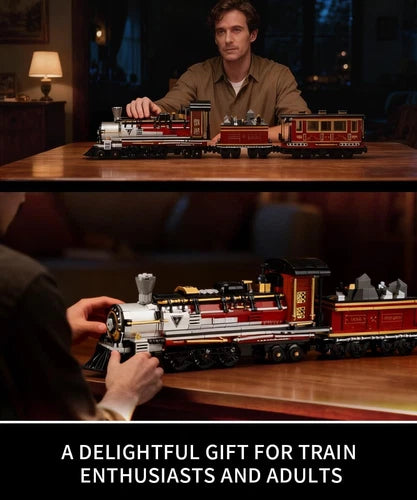 Western Mining Steam Train Building Blocks, West Articulated Locomotive Brick Se