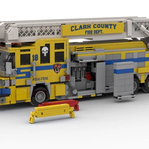 Custom MOC-252194 Ladder Fire Truck Model Building Blocks Set 1783PCS