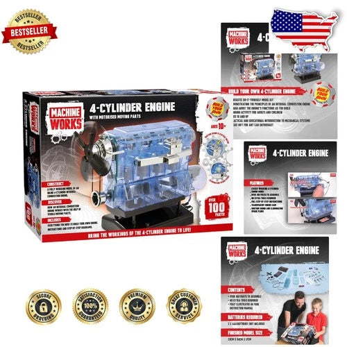 Visible Model Engine Kit - 4-Cylinder Petrol Replica, Working Sounds & Lights
