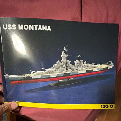 Puant USS Montana Partially Built Building Blocks Ship Set with Box 12+ Military