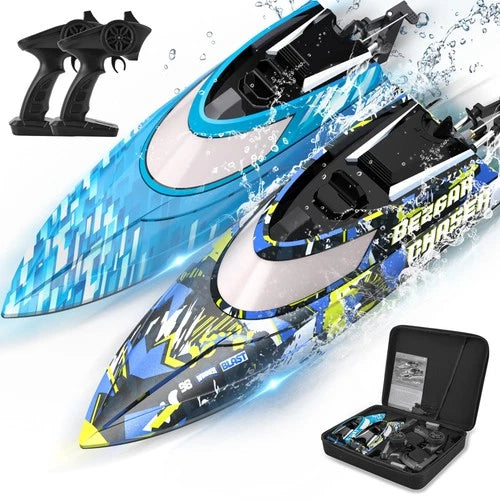 BEZGAR TX2P1,2 Packs 30 KPH RC Boats with Suitcase for Kids