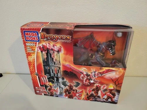 2004 Mega Bloks Dragons Elementals Fire Ghost Dragon 98001 BNIB HTF