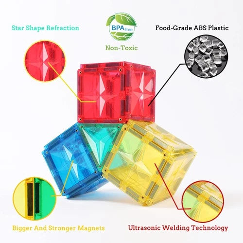 MEGAGONTILES 66PCS Magnetic Tiles Set Building Blocks Kids Ages 3-8