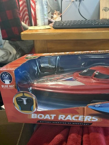 Blue Hat BOAT RACERS~ Remote Control RED RC Dual Propeller Speedboat ~ 16.54" L