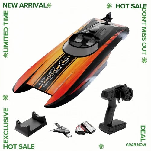 NEW Remote Control Boat High Speed 30+MPH 2 Batteries Reverse Orange