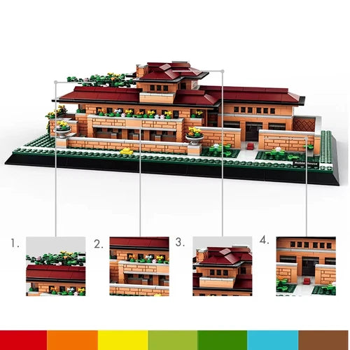 MOC Robie House Chicago Building Block Model Kit Toy Gift 1182 Pcs