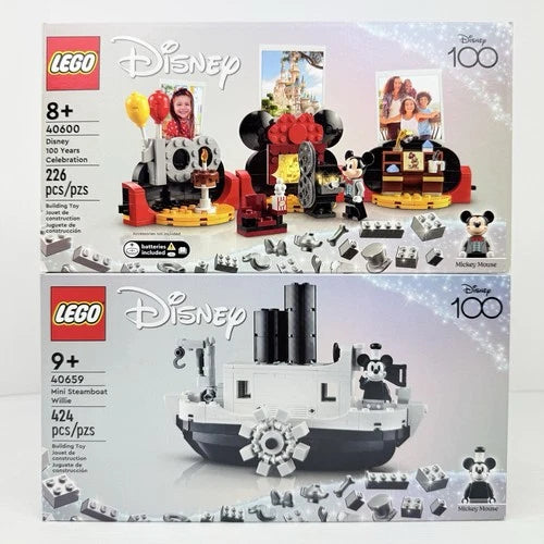 LEGO LOT 40659 Mini Steamboat Willie & 40600 Disney 100 Years Celebration NEW