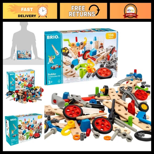 STEM Construction Set 136-Piece Toy for Kids Creative Building Blocks Safe &