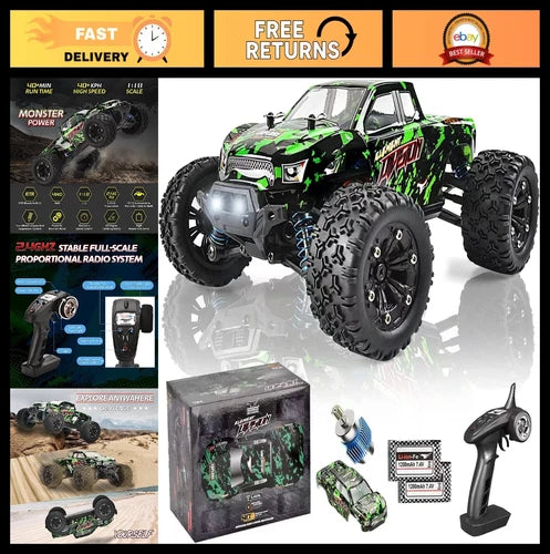 High-Speed 1:18 Scale 4WD RC Car, 40KPH Off-Road Monster Truck, 2 Batteries, Ele