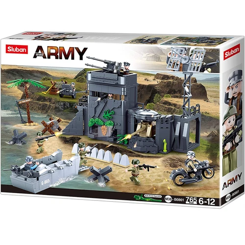 WWII D-Day Atlantic Wall Building Brick Kit 765 Pcs Military Toy Set Sluban