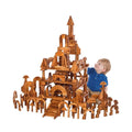 Large Vintage Solid Carbonized Wooden Building Blocks Set for Kids 3-12 Outdo...