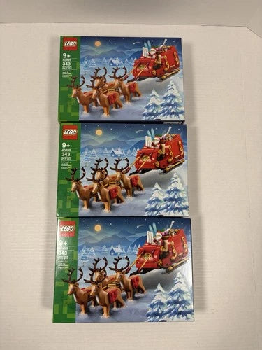Lot of 3 - Lego Santa's Sleigh Christmas 40499 Set - New Factory Sealed