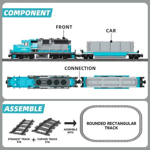Train Building Block Set, Freight Cargo Internal Combustion Locomotive Model Bui