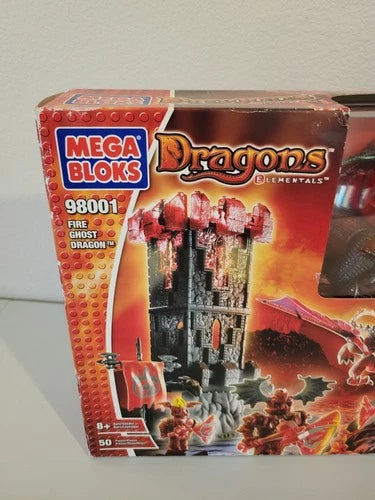 2004 Mega Bloks Dragons Elementals Fire Ghost Dragon 98001 BNIB HTF