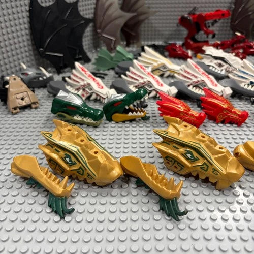 Lego Dragon Parts : Ninjago Golden Dragon Heads & Jaws 30x & Wings 32x + MORE !
