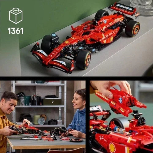 NEW 2024 1:8 F1 Ferrari SF-24 Building Blocks Super Car 1361PCS Model Kit