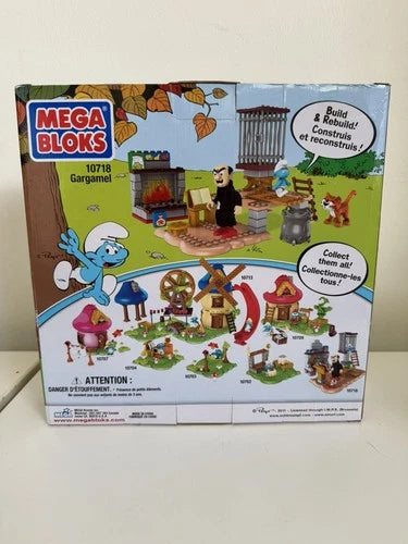 VERY RARE 2011 Mega Bloks Smurfs Gargamel & Azrael set 10718 60 pcs.