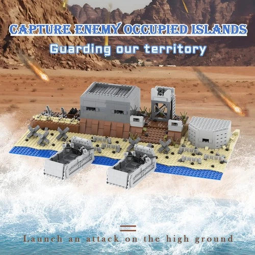 WMBickser 1120 Piece WW2 Landing Craft Battlefield Military Fortresses Building